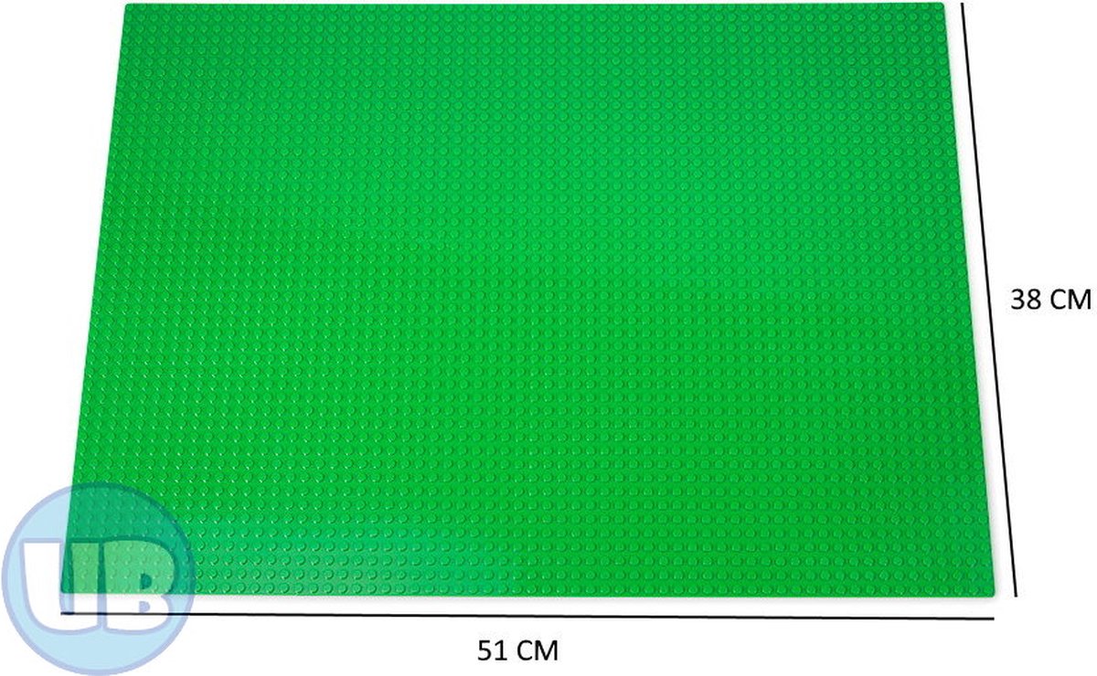 Uniblocks Classic XL bouwplaat Groen - 51 x 38 cm | City | combineer met Lego bouwplaten | grondplaten 48x64 noppen | wegen | wegplaat | stad | Geschikt voor LEGO bouwplaten bouwplaat wegplaat